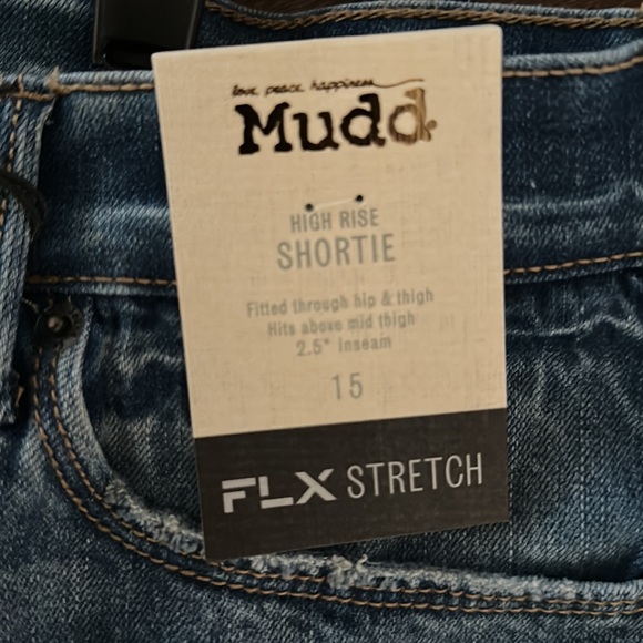 Mudd size 10/12 distressed high rise button up jean shorts - Picture 9 of 9